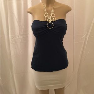 Turquoise N Silver Tone Chain Halter Top
